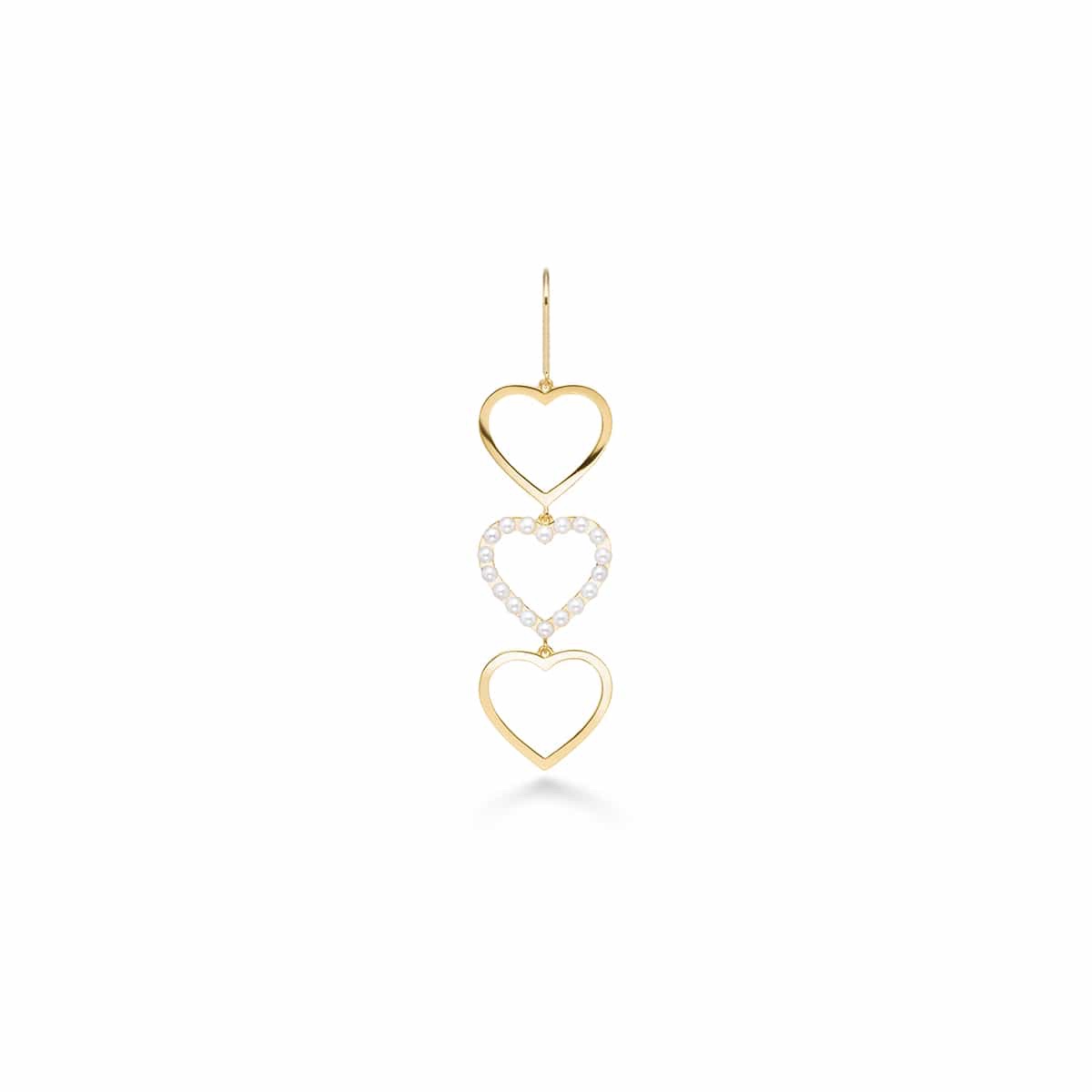 trois perle heart 耳环