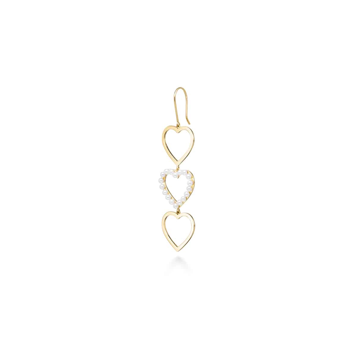 trois perle heart 耳环
