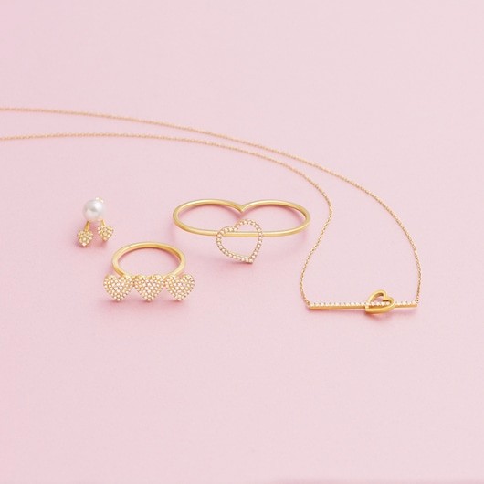 heart pavé trio 戒指