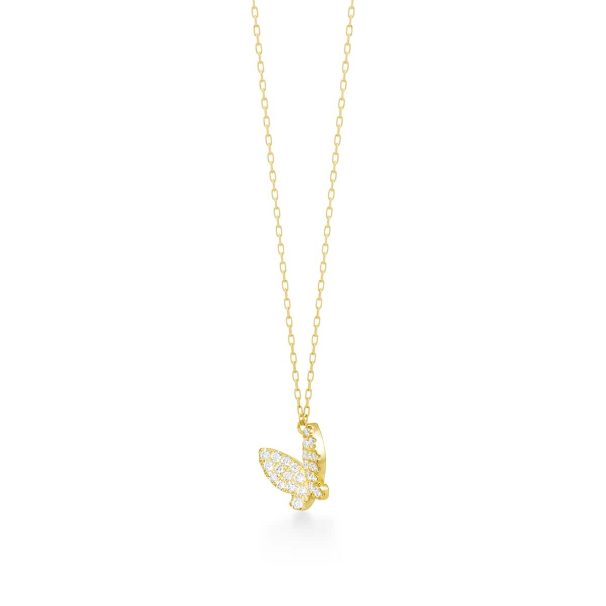 papillon brillant pavé 项链