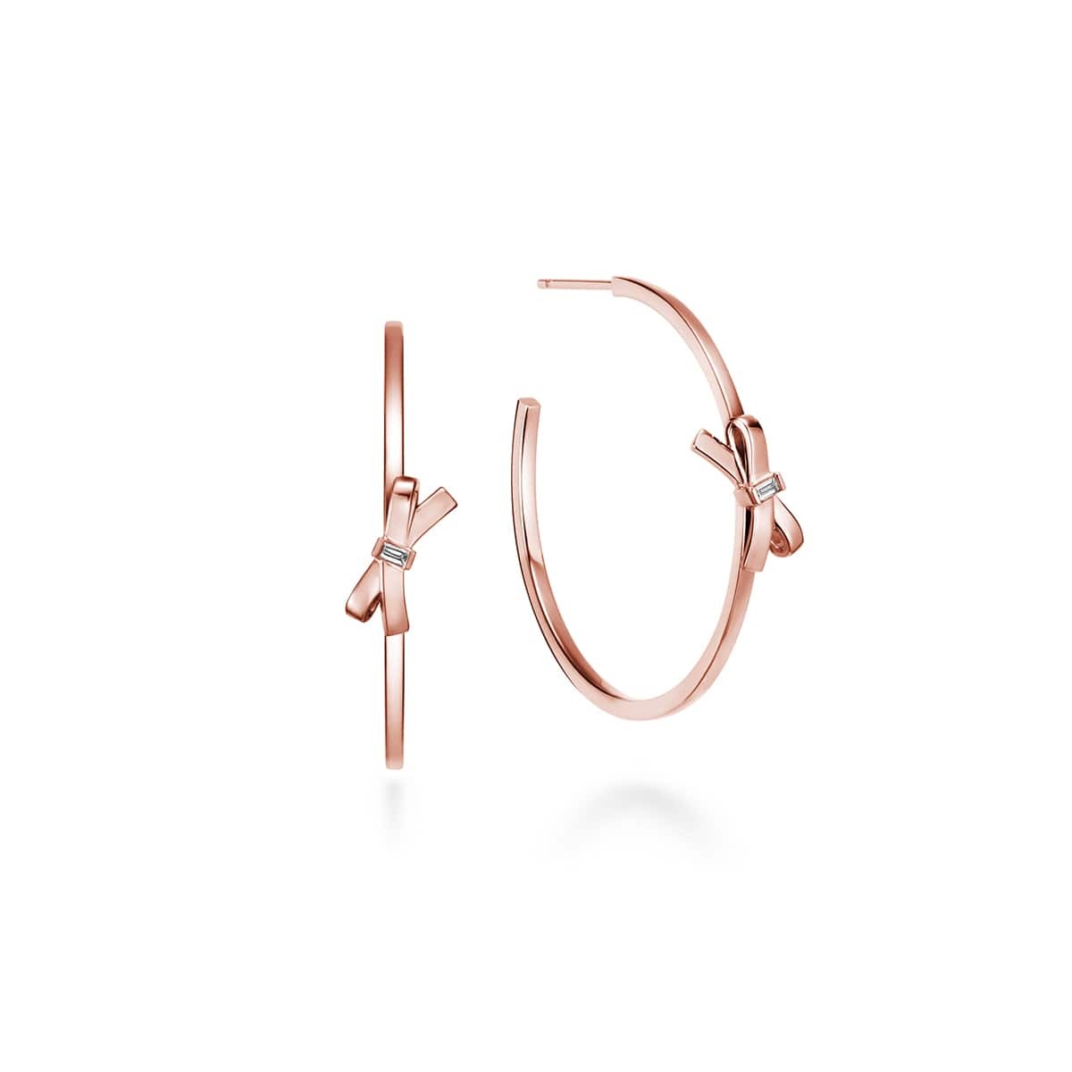 petit ruban rose hoop 耳环