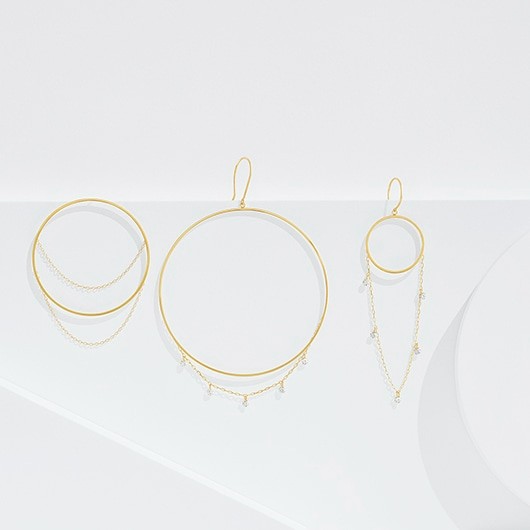 bindu chain diamond hoop 耳环