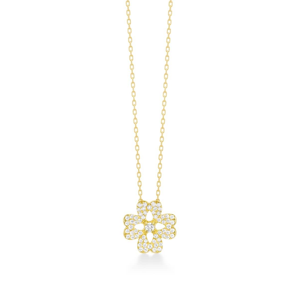 fleur blanche pavé 项链