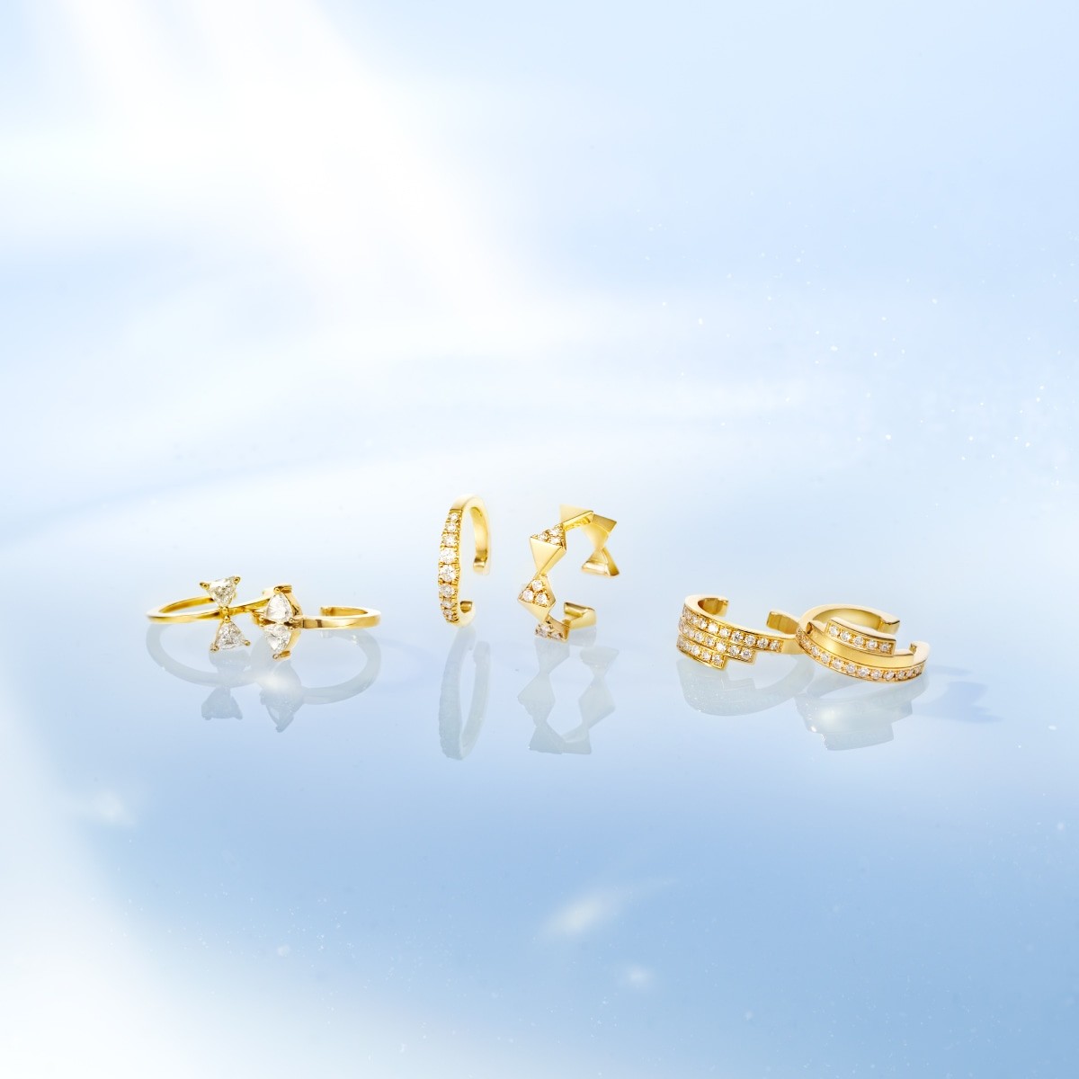 chandelier layered diamond 耳夹