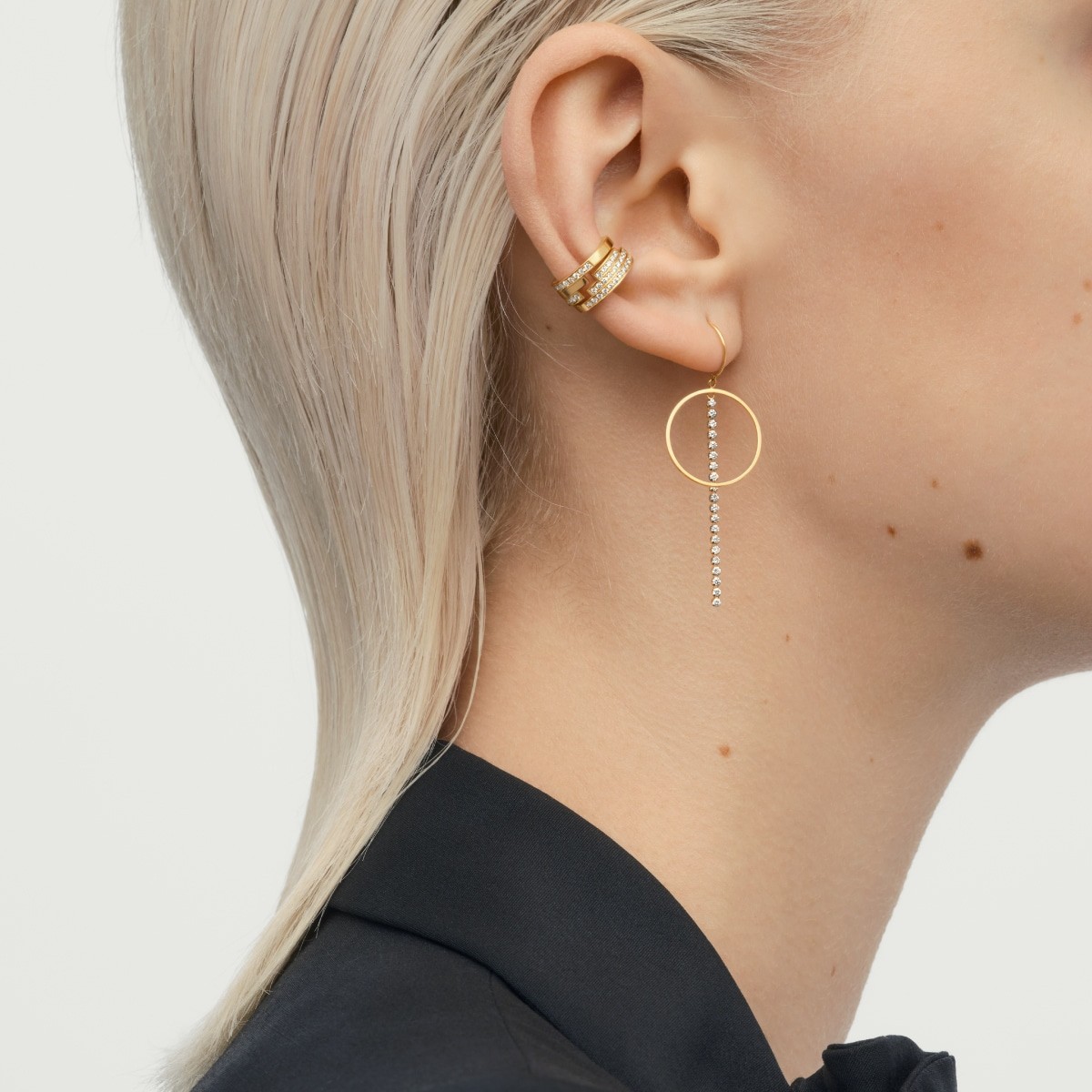 chandelier layered diamond 耳夹