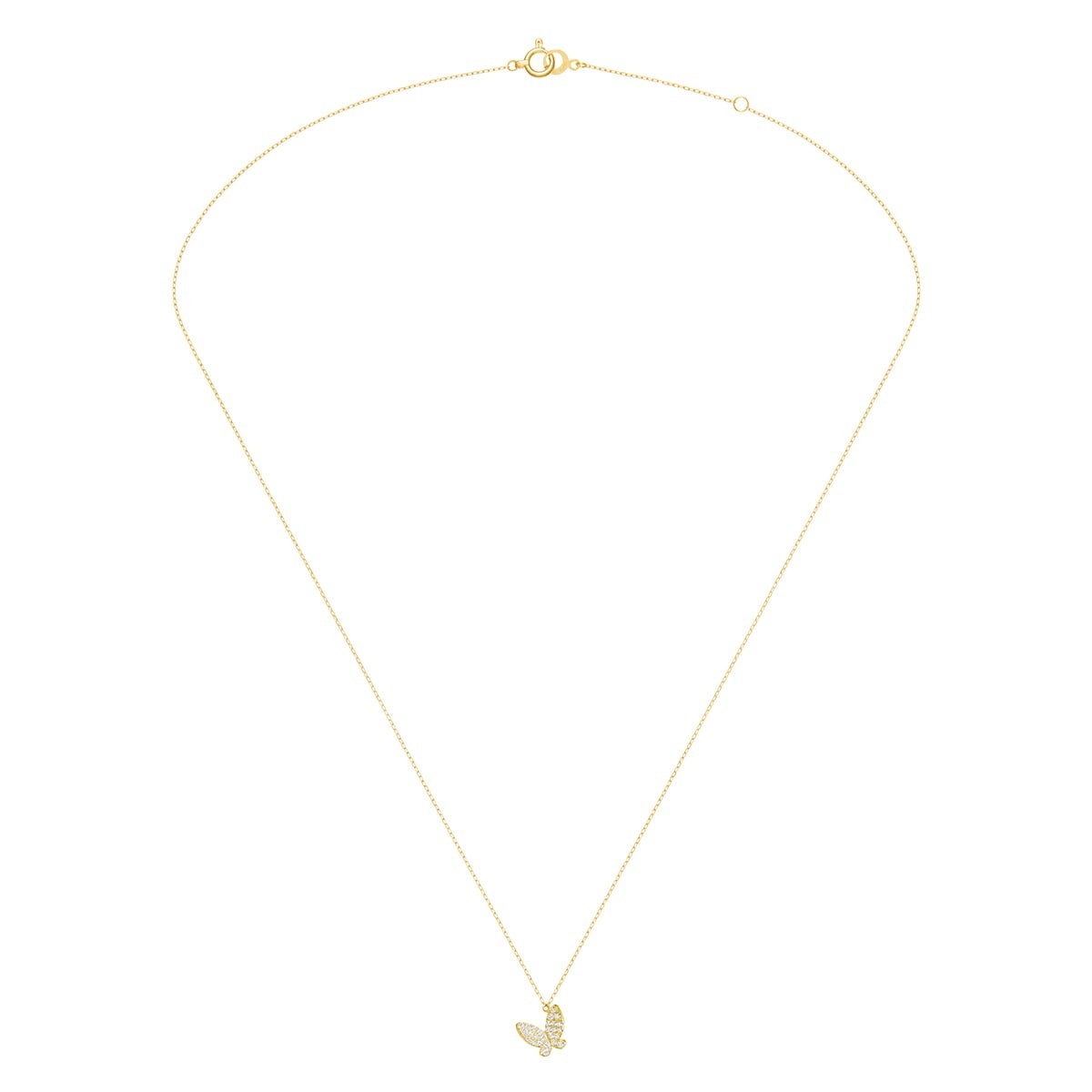 papillon brillant pavé 项链